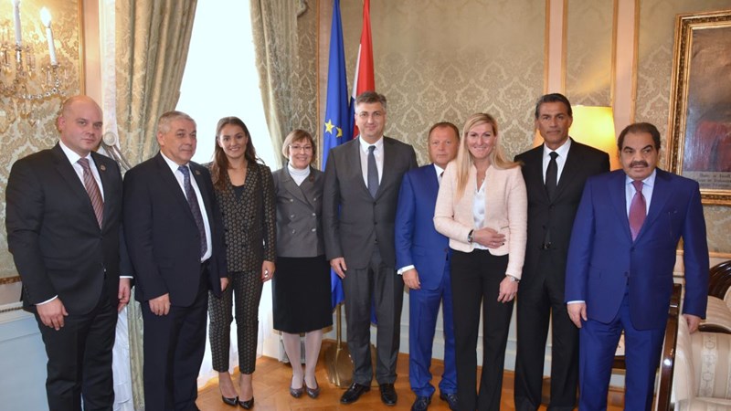 Predsjednik Vlade Andrej Plenković s predstavnicima Međunarodne judo federacije i Hrvatskog judo saveza  